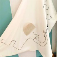 Embroidered elephant Phanty detail on baby hooded towel